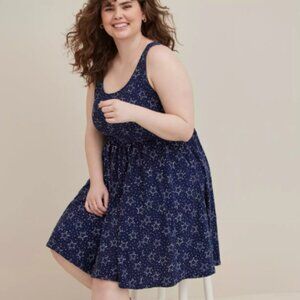 Torrid Cotton Slub Skater Dress Star Pattern